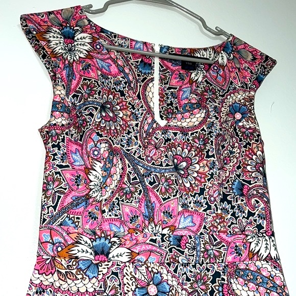 Cream & Pink Paisley Sheath Dress Women’s Size 6 Sleeveless French Connection - Picture 5 of 16